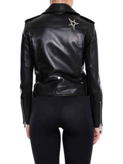 Shop Saint Laurent Lambskin Jacket In Noir/argent/crystal|metallico