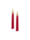 Saint Laurent Burgundy Loulou Tassel Earrings In Red