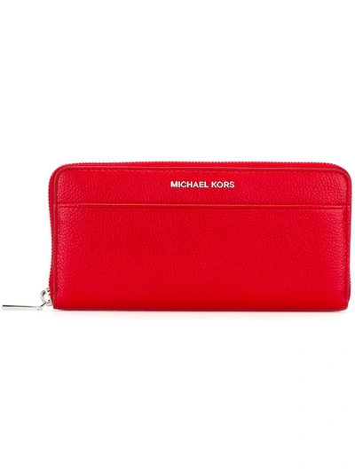 Michael Michael Kors Mercer Leather Continental Wallet In Bright Red