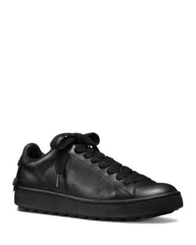 Shop Coach Low Top Leather Sneaker In Black