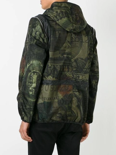 Shop Givenchy Dollar Print Hooded Jacket - Green