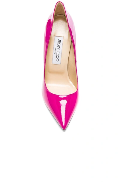 Shop Jimmy Choo Patent Leather Anouk Heels In Pink.  In Jazzberry