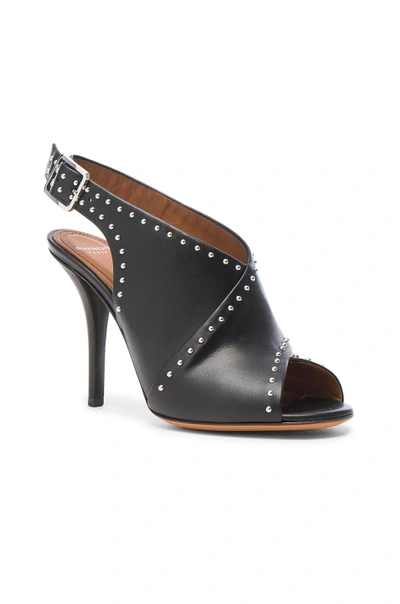 Shop Givenchy Studded Leather Open Toe Heels In Black