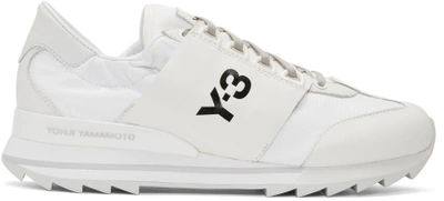 Y-3 Rhita Sport Leather And Fabric Sneakers In White