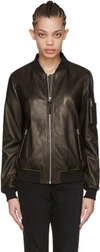 MACKAGE Black Leather Val Bomber Jacket