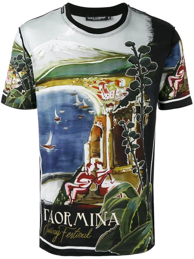 Dolce & Gabbana Taormina Postcard Print T-shirt In Multicolor