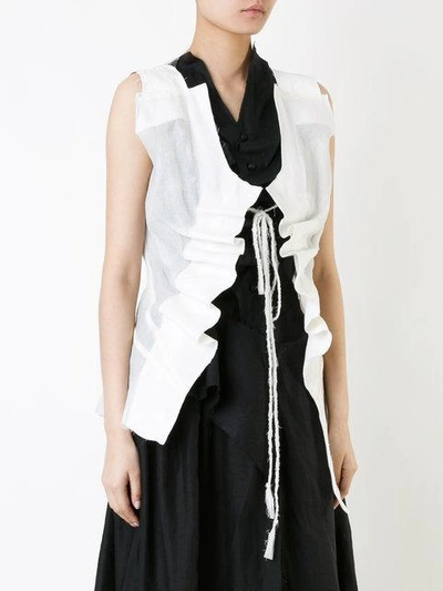 Shop Ag Anovich Drawstring Sheer Waistcoat - White