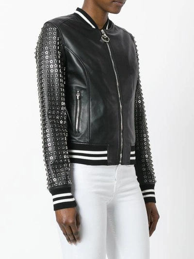 Shop Philipp Plein Pelle 25 Bomber Jacket In Black