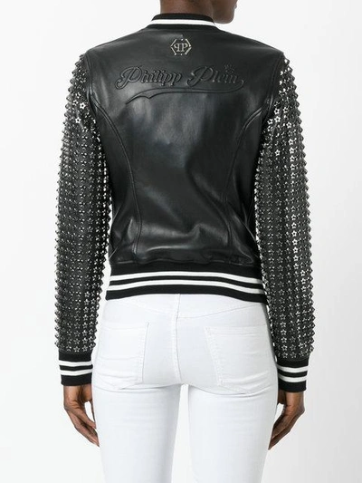 Shop Philipp Plein Pelle 25 Bomber Jacket In Black