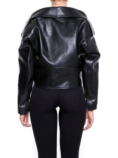 Shop Balenciaga Swing Leather Biker Jacket In Noir/noir|nero