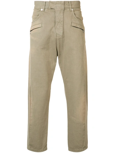 Balmain Biker Fly Baggy Trousers In Brown