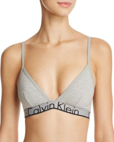 Shop Calvin Klein Id Cotton Triangle Bralette In Gray Heather