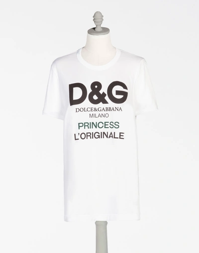 Dolce & Gabbana Dolce&gabbana T-shirts And Sweatshirts - Printed Cotton T-shirt In White