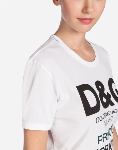 Shop Dolce & Gabbana Dolce&gabbana T-shirts And Sweatshirts - Printed Cotton T-shirt In White