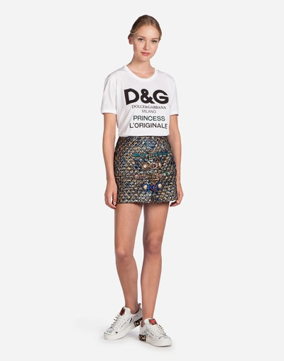 Shop Dolce & Gabbana Dolce&gabbana T-shirts And Sweatshirts - Printed Cotton T-shirt In White