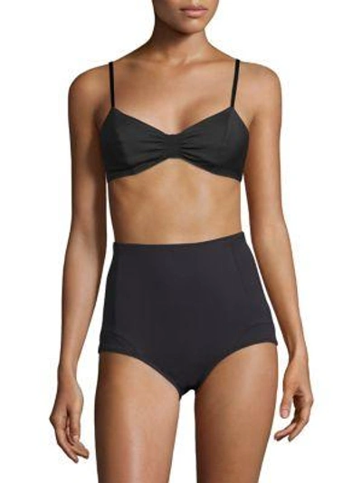 Shop Malia Mills Juliette Shirred Bikini Top In Black