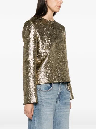Msgm Button-front Jacket In Gold