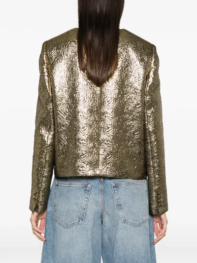 Msgm Button-front Jacket In Gold