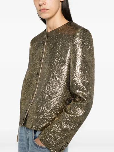 Msgm Button-front Jacket In Gold