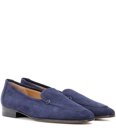 The Row Adam Suede Loafers In Blue