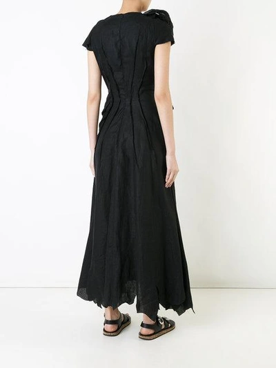 Shop Aganovich Draped Flared Midi Dress In Black