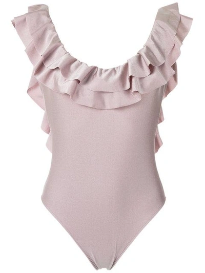 Shop Adriana Degreas Ruffled Swimsuit In Pink