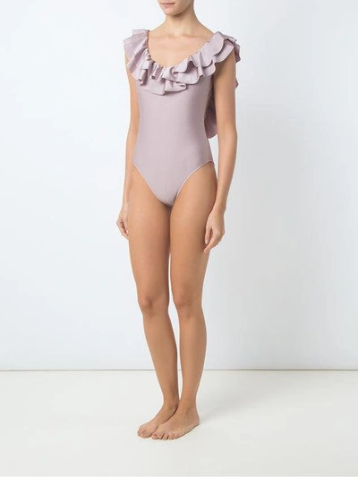Shop Adriana Degreas Ruffled Swimsuit In Pink
