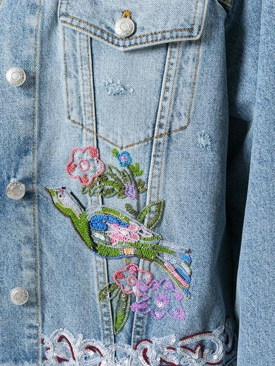Shop Alexander Mcqueen Embroidered Denim Jacket