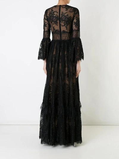 Zuhair Murad Lace Flared Gown In Black | ModeSens