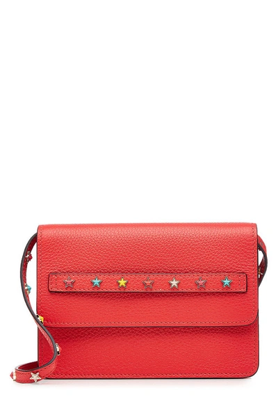Red Valentino Studded Leather Shoulder Bag In Red