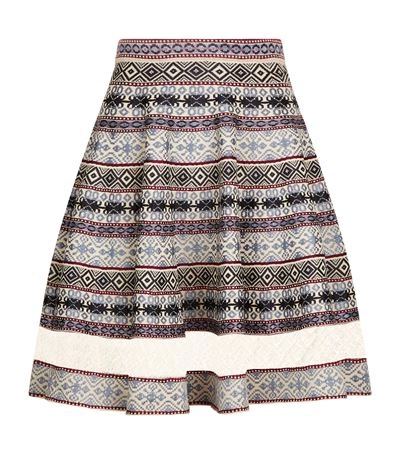 Shop Alexander Mcqueen Jacquard Lace Panel Stretch-knit Skirt