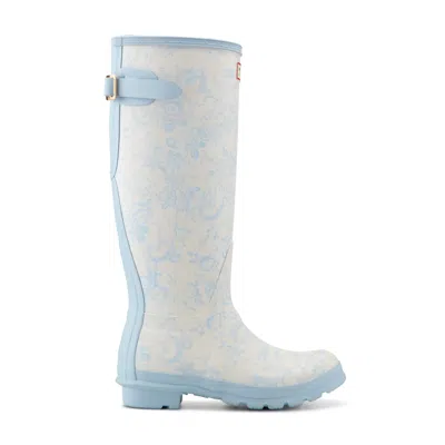 Hunter X Loveshackfancy Original Tall Back Adjustable Boots Light Blue 450 In Multi