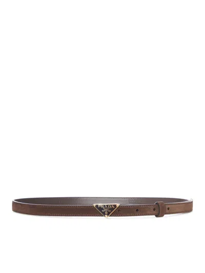 Prada Suede Belt In Brown
