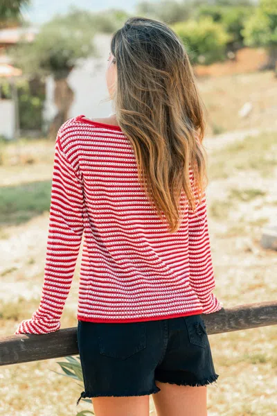 Cupshe Left On Red Striped Sweater In Red