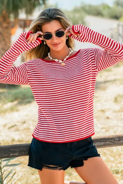 Cupshe Left On Red Striped Sweater In Red