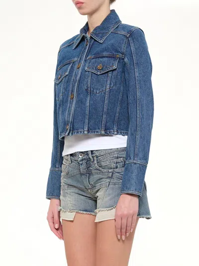 Balmain Dark Denim Jacket Bleu Jean Dark In Blue