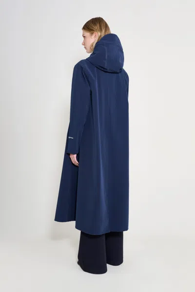 Stutterheim Mosebacke Long Patch Raincoat In Blue