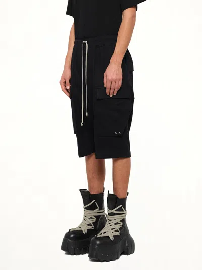 Rick Owens Drawstring Cargo-pocket Shorts In Black
