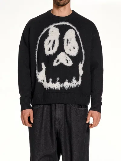 Y-3 Wool Blend Crew Neck Sweater Graphic In Black