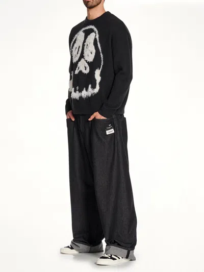 Y-3 Wool Blend Crew Neck Sweater Graphic In Black