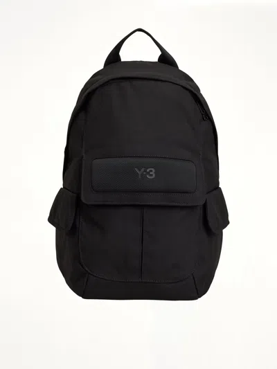 Y-3 Canvas Cotton Backpack With Pockets In Black