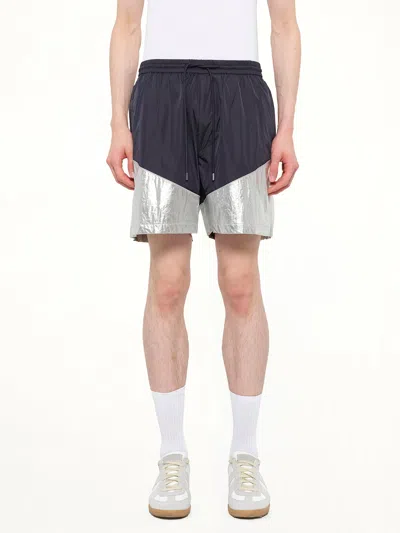 Juunj Metallic-panel Drawstring Shorts In Blue