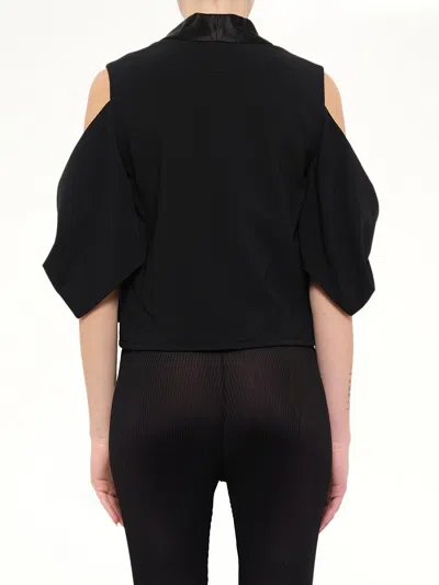 Givenchy Satin Lapel Cold Shoulder Jacket In Black