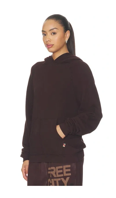 Free City Basicgoodness Fluff Hoodie In Brown