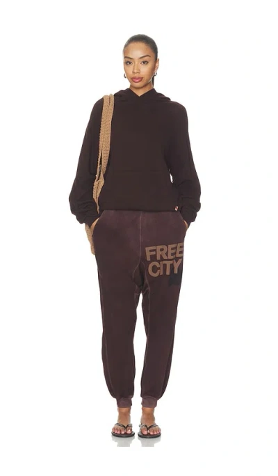 Free City Basicgoodness Fluff Hoodie In Brown