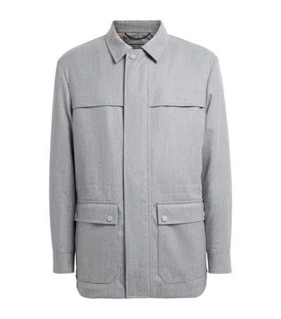 Canali Wool Patch-pocket Jacket In Gray