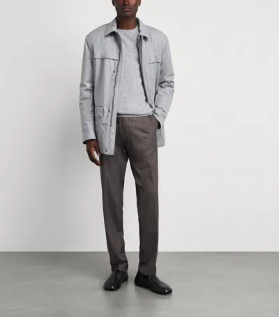 Canali Wool Patch-pocket Jacket In Gray