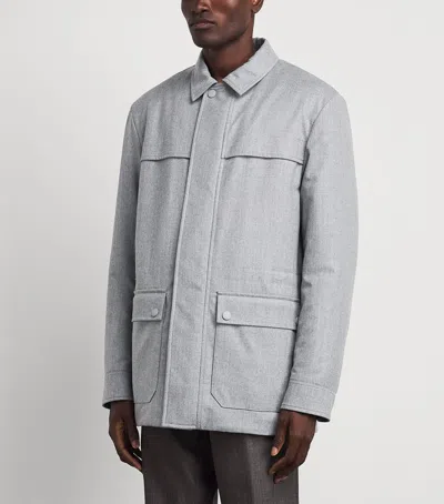 Canali Wool Patch-pocket Jacket In Gray