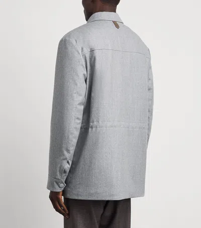 Canali Wool Patch-pocket Jacket In Gray
