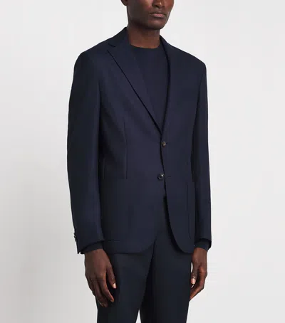 Corneliani Virgin Wool-silk Unlined Whisper Blazer In Blue